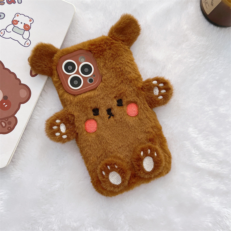 Korean 3D Cartoon Bear Fluffy  - огляд і ціна Phone Cases Iphone 13